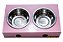 Comedouro Com Patinhas De Madeira E Potes Inox Para Cachorro Rosa - Imagem 3