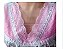 Camisola Delicada Feminina Adulto Roupa de Dormir Estampa Bailarina manga rendada rosa chiclete - Imagem 4