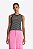 SLY BLUSA REGATA COM DECOTE CANOA EM VISCOSE LISTRADA - Imagem 1