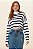 MYPLACE BLUSA LISTRAS GOLA ALTA TRICOT OFF/PRETO - Imagem 1