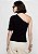 DZARM BLUSA OMBRO ÚNICO CANELADO - PRETO - Imagem 3