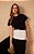 DRESS TO T-SHIRT BATA MALHA COM TECIDO PRETO/OFF WHITE - Imagem 1