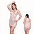 Vestido Bodystocking Sensuale Branco com Strass – Tamanho Único - Imagem 1