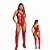 Macacão Bodystocking Arrastão Vermelho com Efeito Cinta-Liga + Calcinha - Imagem 1