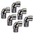 Kit 6 Joelho Cotovelo Curva Metal Cromado RM X RF 3/4'' X90° - Imagem 1