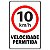 Placa Aviso Velocidade Máxima Permitida 10km/h 30cmx20cm PVC - Imagem 1