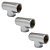 Kit 3 Adaptador Tee T Metal Cromado Rosca Fêmea 1/2''x1/2'' - Imagem 1