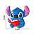 Aplique Emborrachado Escolar Stitch ou Angel com Livro - Imagem 2