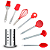 Kit 8 Peças Utensílios Cozinha Silicone com Cabo Inox com Porta Talheres - Imagem 1