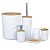 Kit Banheiro Conjunto Completo Lavabo 6 Peças Bambu Moderno Lixeira Saboneteira - Imagem 1