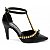 Sapato Scarpin Salto Alto Bico Fino Preto com Pérolas Douradas Torricella AVS 66080A - Imagem 12