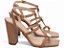 Sandália Salto Grosso 9cm Napa Caramelo com Apliques Dourados Torricella Design Clássico AVS 45098B - Imagem 1