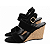 Sandália Anabela Plataforma 7cm Camurção Preto Salto Cortiça Conforto e Elegância AVS 4074A - Imagem 2