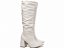 Bota Franzida Cano Alto Feminina Off White Salto Fino Elegante Torricella AVS 1.001B - Imagem 2