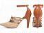Sandália Scarpin Salto 9cm Napa Caramelo e Bege Tiras Ouro Light AVS Global 66082D - Imagem 7