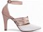 Sandália Scarpin Branco para Noiva com Salto Médio 9cm em Napa Rosê e Tiras Metalizadas Rosê Elegante AVS 66082A - Imagem 7