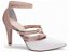 Sandália Scarpin Branco para Noiva com Salto Médio 9cm em Napa Rosê e Tiras Metalizadas Rosê Elegante AVS 66082A - Imagem 8