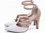 Sandália Scarpin Branco para Noiva com Salto Médio 9cm em Napa Rosê e Tiras Metalizadas Rosê Elegante AVS 66082A - Imagem 2