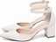 Scarpin Off White Verniz Salto Médio Bico Fino Torricella Fivela Dourada Clássico Torricella AVS 606B - Imagem 4