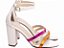 Tamanco Feminino Salto Grosso Off White com Tiras Metalizadas Coloridas AVS 8007B - Imagem 2