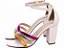 Tamanco Feminino Salto Grosso Off White com Tiras Metalizadas Coloridas AVS 8007B - Imagem 4