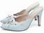 Scarpin Mule Azul Torricella Salto Fino 9cm com Laço Prata Feminino AVS 67078A - Imagem 2