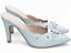 Scarpin Mule Azul Torricella Salto Fino 9cm com Laço Prata Feminino AVS 67078A - Imagem 1