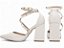 Scarpin Salto Grosso Off White Torricella 8,5cm com Apliques Dourados AVS 66077C - Imagem 4