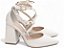 Scarpin Salto Grosso Off White Torricella 8,5cm com Apliques Dourados AVS 66077C - Imagem 1