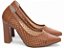 Scarpin Caramelo Torricella Salto Grosso 9cm com Detalhe Vazado Feminino AVS 65061B - Imagem 1
