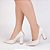 Scarpin Verniz Off White Torricella Salto Grosso 9cm com Tiras em Laço AVS 65-10D - Imagem 1