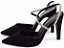 Scarpin Nobuck Preto Strass Prata Torricella Salto Fino Médio 9cm Feminino AVS 67080A - Imagem 3