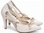 Scarpin Feminino Off White Salto Fino 9cm em Napa com Detalhe Metalizado AVS 67076E - Imagem 1