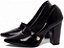 Sapato Scarpin Preto Verniz Salto Quadrado 9cm Detalhe Dourado Torricella AVS 65-13A - Imagem 2