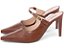 Sapato Scarpin Mule Mary Jane Salto Alto Fino Caramelo Marrom Escuro Torricella AVS 12.200C - Imagem 1