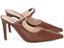 Sapato Scarpin Mule Mary Jane Salto Alto Fino Caramelo Marrom Escuro Torricella AVS 12.200C - Imagem 4