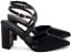 Sapato Scarpin Tira Cruzada Salto Bloco Grosso Verniz Preto Torricella AVS 125-1A - Imagem 1