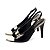 Sapato Scarpin Bico Folha Preto Verniz Metalizado Ouro Light Salto Fino 10cm Torricella AVS 2064A - Imagem 2