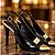 Sapato Scarpin Bico Folha Preto Verniz Metalizado Ouro Light Salto Fino 10cm Torricella AVS 2064A - Imagem 12