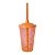 COPO FEST ACRILICO 400ML COM TAMPA E CANUDO LARANJA FLUOR - Imagem 1