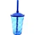 COPO FEST 400ML ACRILICO COM TAMPA E CANUDO AZUL TRANSPARENTE - Imagem 2
