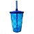 COPO FEST 400ML ACRILICO COM TAMPA E CANUDO AZUL TRANSPARENTE - Imagem 1