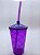 COPO FEST 400ML TAMPA/CANUDO ROXO TRANSPARENTE - Imagem 1