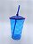 COPO FEST 750ML AZUL TRANSPARENTE TAMPA E CANUDO UNID - Imagem 1