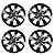 Jogo 4 Calotas Universal Black Chrome Preto com Cromado Prime Aro 13 - Imagem 2
