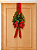 Escapulario Arranjo de Natal Pendente Porta Duplaface Guirlanda Vermelho com Dourado - Imagem 1