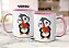 Caneca Pinguim Fofinho Romântico Presente Namorados Flores - Imagem 3