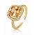 Anel Regulável Cushion Champagne e Cravejado Ouro 18K - Imagem 1