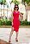 Vestido Canelado Gola V com Fenda Midi - Imagem 4