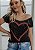 T-shirt Feminina Estonada Coração Pedraria - Imagem 5
